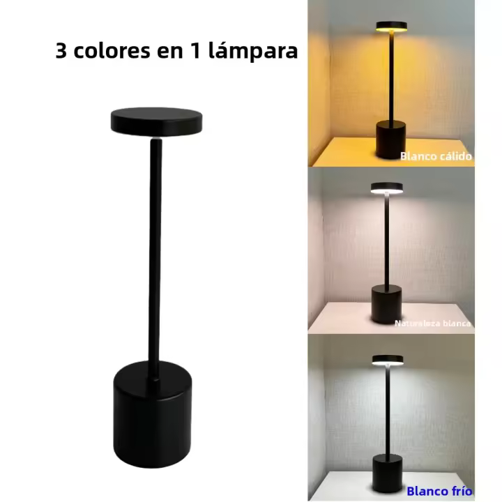 Lámpara De Noche Recargable LED Creativa Con Tres Colores Toque Metálica Para Decoración De Barra Exterior Y Dormitorio - 1