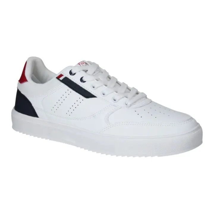 Deportivo Marca: J'hayber Deportivo Moda Sport Hombre Referencia: ZA582457 Blanco J'HAYBER  Deportivo Sport Hombre, muy Cómodo para uso diario. Fabricado en PU blanco y talón acolchado con detalles en rojo y navy. - 1