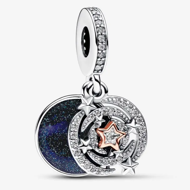 Pandora Charm de Colgante en Plata de Ley Colgante doble estrella fugaz de dos tonos 782975C01，Incluye Caja Original - 1