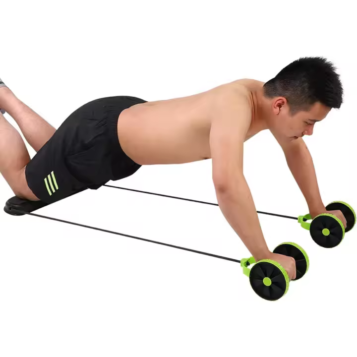 Entrenadores abdominales, sistema de entrenamiento abdominal Rodillo abdominal doble Aptitud Abdominal Ab Roller Ejercitador para músculos abdominales Gimnasio y equipo de fitness Residencia - 1