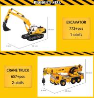 Bloques De Construcción Para Niños Camiones De Ingeniería Excavadora Bulldozer Grúa Vehículos Para Juegos Educativos De Ciudad Regalo Para Niños - details 1