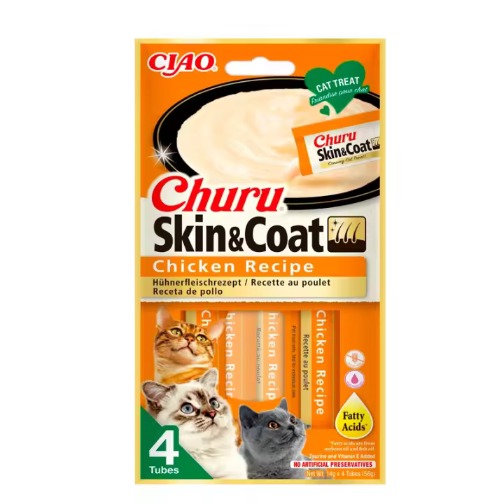 Churu Skin & Coat Receta de Pollo para Gatos (12x4x15gr) - 1