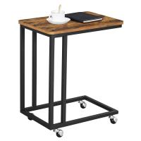 Mesa auxiliar moderna con ruedas y pies ajustables, ideal para dormitorio, fácil de montar, marco de acero, en blanco crema o negro ébano - details 17