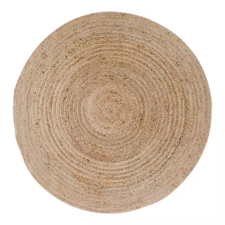 Alfombra Redonda Bombay, Yute, Marrón, 180x180x1 cm - 1