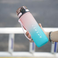Botella Deportiva De Agua Con Asa 500-1000ml Gradient Frosted Para Gimnasio Deporte Camping Uso Exterior Para Adultos - details 14