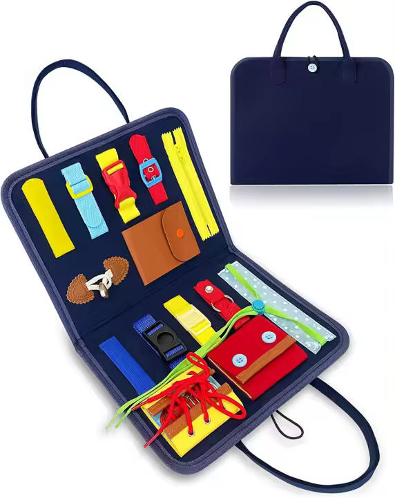 Juego De Educación Sensorial Para Niños En Forma De Sirena Azul Montessori Quiet Book Actividad Temprana Con Puzzle De Sensación Para Niños De 0 a 12 Años - 1