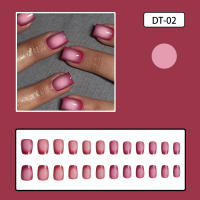 24pcs/set Uñas Postizas Cortas De Acrílico Estilo Francés Con Diseño De Flores Y Mariposas Para La Temporada De Primavera Y Verano Artículos De Belleza Para Uñas - details 8