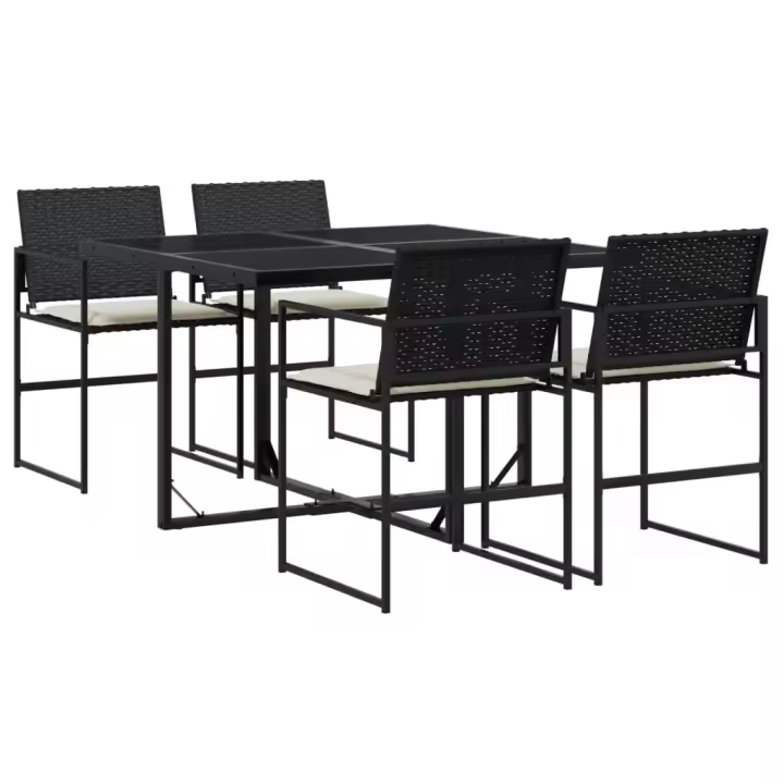 vidaXL Set de muebles jardín 5 pzas con cojines ratán sintético negro - 1