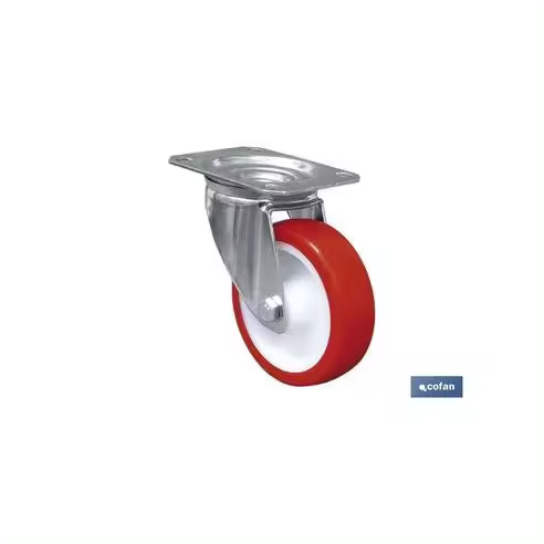 Cofan Rueda Poliuretano Placa Ø125x35mm - Resistente y Duradero - 1