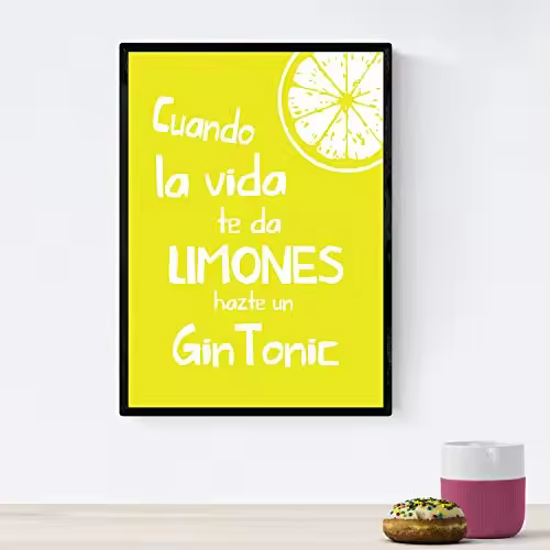 Nacnic Póster con Mensaje Feliz - Lámina Cuando la Vida Te Da Limones - 1