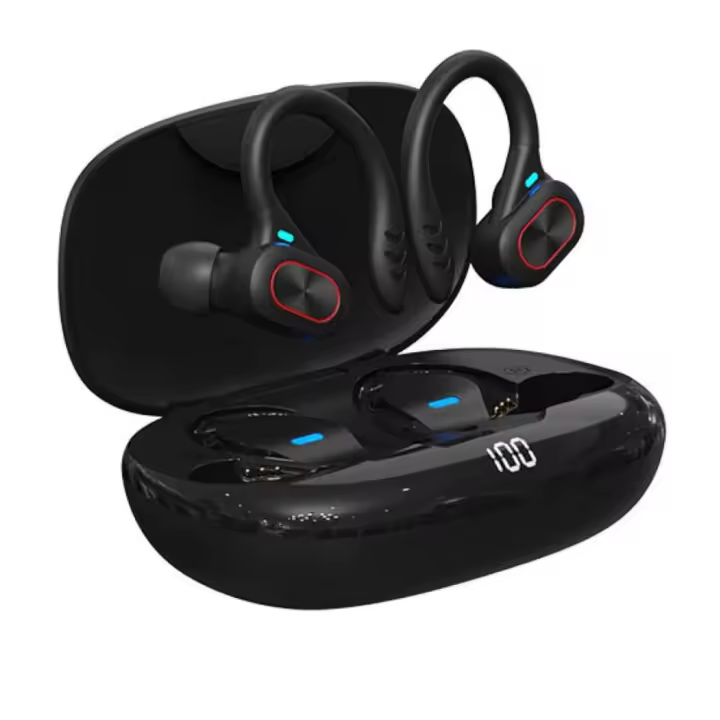 ZC Auriculares Inalámbricos Deportivos, Auriculares Bluetooth Reducción de Ruido, Cascos Inalámbricos Bluetooth con Microfono, Carga Rápida USB-C Pantalla LED 48Hrs de Reproducción - 1