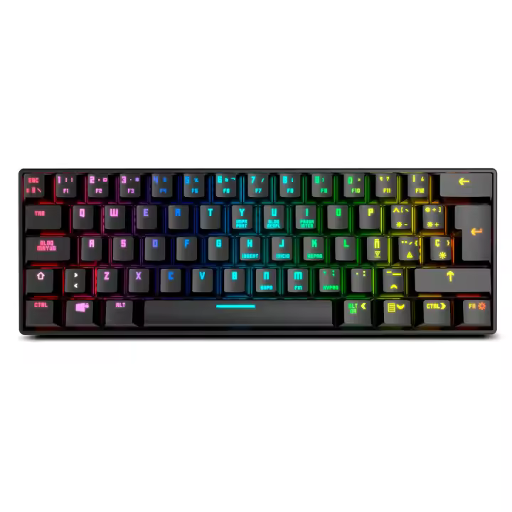 Krom KLUSTER -Teclado Gaming mecánico RGB, Bluetooth 5.0 y USB, Windows, Android, IOS y MAC, Negro - 1
