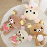Muñeco De Peluche Rilakkuma De Fresa Kawaii Teddy Oso Anime Ropa Vestida Peluches Raccoon Regalo Para Niños Material De Poliéster Relleno De Algodón PP - details 3