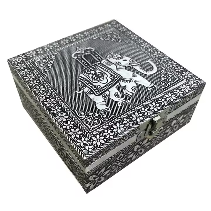ORIGEN Home Decor Joyero organizador elefante Cajas Y Joyeros | Caja Blanco Rectangular - 6x13x13cm 30664 - 1