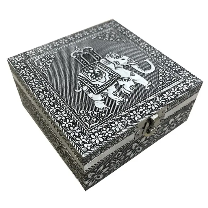 ORIGEN Home Decor Joyero organizador elefante Cajas Y Joyeros | Caja Blanco Rectangular - 6x13x13cm 30664 - 1