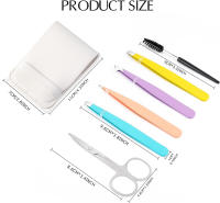 Set De 6 Tweezers Para Cejas Con Estuche Cepillo Para Pestañas Y Peluca Herramientas De Peluquería De Acero Inoxidable - details 1