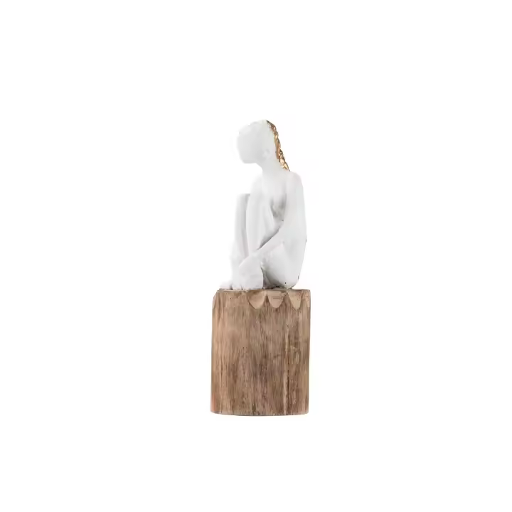 Adda Home Figura Decorativa Señora Poliresina Madera Mango 10x11x29 Cm - 1