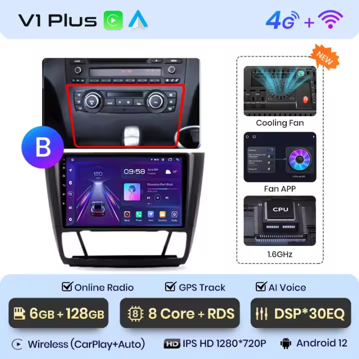 Junsun Android 13 Radio Para BMW 1-Series 1 Series E87 E81 E82 E88 2004 2005 2006 2007 2008 2009 2010 2011 DSP Navegación GPS Reproductor Multimedia 2 DIN Inalámbrico CarPlay Android Auto Radio - 1