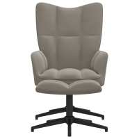 vidaXL Sillón de relax con taburete de terciopelo Gris claro, Gris oscuro, Negro Sillon Dormitorio Sillon Comodos Silla Relax Sillón Sofá - details 0