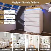 Cajonera, Aparador de Alto Brillo con 6 Cajones, Iluminación LED (Control App), Armario Multifunction para Sala de estar y Dormitorio, 115x73x39 cm - details 7