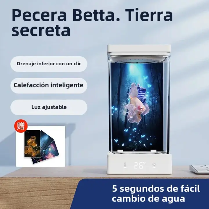 Acuario Betta De 1.4L Mini Para Escritorio Con Control Inteligente De Temperatura Y Luz Ecológico Y Auto-circulante Para Decoración De Escritorio - 1