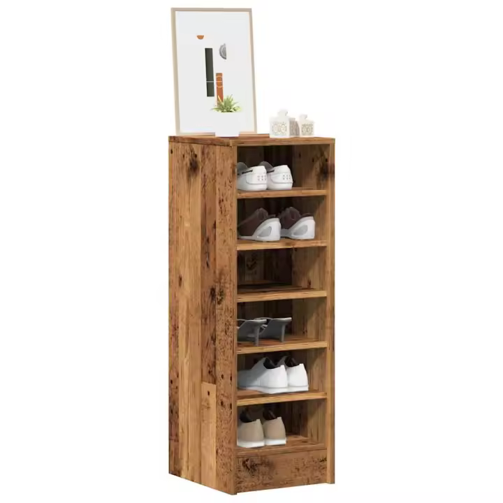 vidaXL Mueble zapatero de aglomerado madera vieja 32x35x92 cm - 1