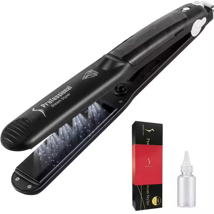 Plancha de pelo de vapor profesional 2 en 1, plancha plana de cerámica, herramientas de estilo Curg para el hogar - 1