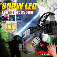 Lámpara Frontal LED Recargable De 800W Con Sensor IR Impermeable Luz De Mano Para Pesca 3500M Tamaño Super Potente 3 Modos - details 0