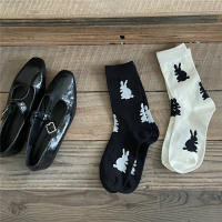 Medias De Algodón Transpirables Para Mujer Estilo Primavera Verano Con Diseño De Conejo Medias De Media Altura Color Sólido Moda Simplicidad - details 17
