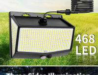 Lámpara Solar LED 468 LEDs Exterior Impermeable Con Sensor De Movimiento Iluminación De 3 Lados Para Garage Jardín Foco De Iluminación Solar - details 1