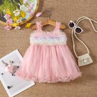 Vestido De Princesa Para Bebé Niña Verano Colores Variados Malla Patchwork Sin Mangas Medio Tamaño Para Fiesta Cumpleaños Y Actuaciones - details 2