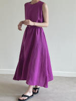 Vestido Largo Vintage De Algodón Y Lino Para Mujer REALEFT Sin Mangas Estilo Casual Suelto Con Cinturones Verano 2025 - details 18