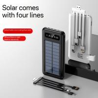 Banco de energía solar de 20000 mAh, cargador portátil, gran capacidad, 4 cables integrados, compatible con todos los teléfonos inteligentes y dispositivos USB. - details 2