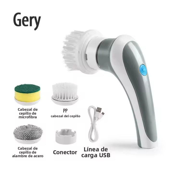 Cepillo De Limpieza Eléctrico Multifuncional Recargable 3 En 1 Para Cocina Baño Y Ventanas Cepillo Rotativo Para El Hogar Material Plástico - 1