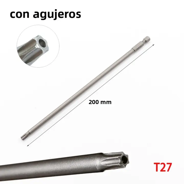 Juego De 1 Pieza De 200mm De Longitud De Bits De Destornillador Magnético T8-T40 Para Destornillador Eléctrico T8 T10 T15 T20 T25 T27 T30 T40 De Acero De Aleación - 1