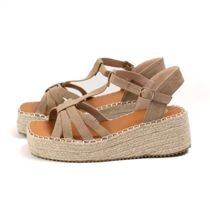 Sandalias de plataforma con cuña de esparto, tiras cruzadas y hebilla ajustable | Estilo fresco y cómodo Lyla Wang - 1