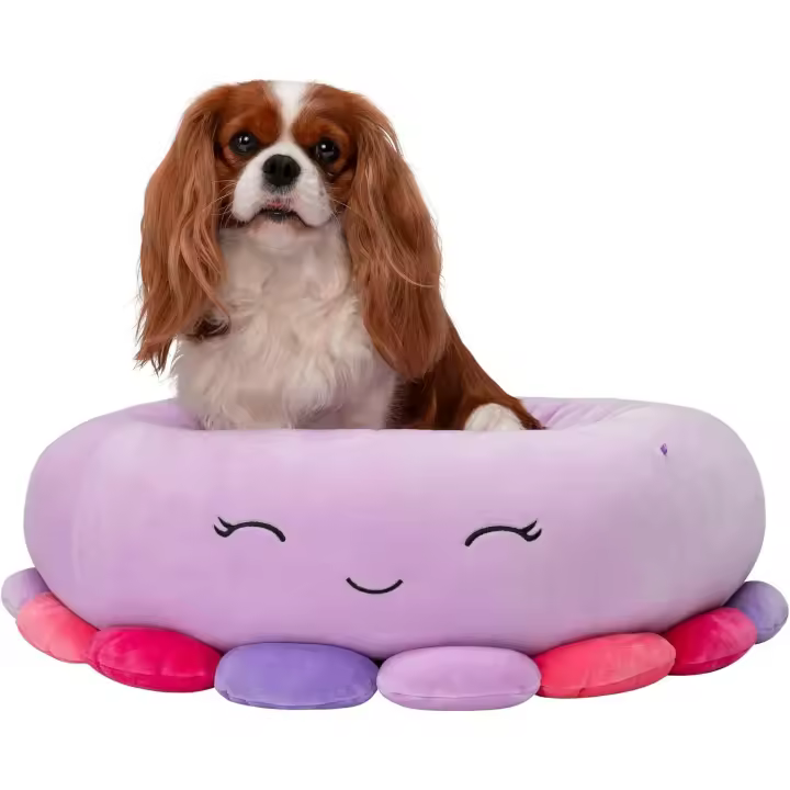 Cama para mascotas de 61 cm con forma de pulpo - Mediana, ultrasuave, oficial, de felpa, morada - 1