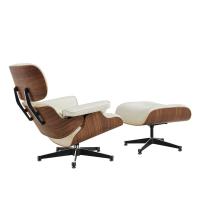 TY306 Leisure Recliner Light Walnut Armchair With Ivory White Cowhide Black Big Head Foot Swivel Deck Chair Furniture Ergonomic Design Office Lunch Break Chair Living Room Comfort Lounge Chair Genuine Top Layer Cowhide Aluminum Alloy Big Head Feet - details 1
