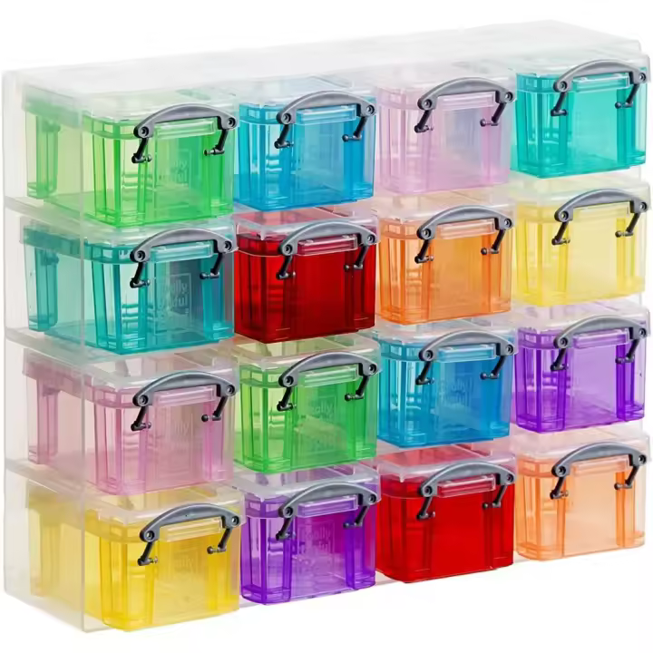 Really Useful Boxes Cajas de Almacenamiento para Escritorio - 16 Mini-Cajas de 0.14L - Organizador de Clips y Grapas - 1