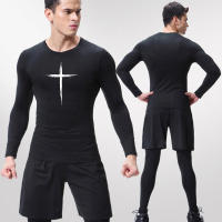 Camiseta De Compresión Para Hombres Con Estampado Cruzado Deportiva Para Gimnasio Correr Y Running Camiseta Básica De Deporte Quick-Drying Polyester Talla Verdadera - details 11