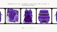 Mochila morada crossfit grande 45 litros táctica militar  para acampada y senderismo , sistema de correas molle para un ajuste de equipaje pudiendo estrechar la bolsa de viaje según tus necesidades, varias divisiones en el interior - details 0
