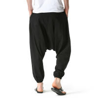 Pantalones Harem De Algodón Y Lino Para Hombre Pantalones Casuales Oversize Joggers Anchos Para Yoga Estilo Hip Hop - details 4