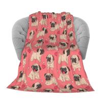 Manta Suave Y Cálida De Terciopelo En Rosa Con Diseño De Animales Adorables Como Koala Cerdo Panda Pug Para Sofá Cama Oficina Uso En Todas Las Estaciones - details 24