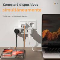 TESSAN Enchufe Europeo Con 3 Salidas AC + 2 Puertos USB + 1 Tipo C Adaptador De Enchufe 6-en-1 Cargador De Pared Para Hogar Y Oficina - details 6