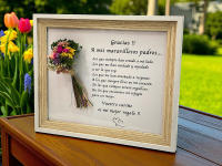 Regalo para los padres madre marco con mensaje y ramo de flores naturales preservadas y secas detalle para bodas aniversario día de la madre marco de madera con mensaje de agradecimento a nuestra madre padres - details 4
