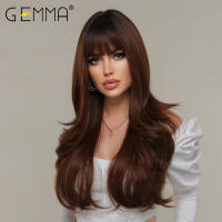 Peluca Sintética GEMMA Larga Ombre Marrón Vino Rojo Con Franja Rizado Resistente a Altas Temperaturas Pelo Falso Natural Para Mujeres Cosplay 26+ Pulgadas Densidad 130% Capa Promedio - details 1