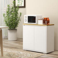 HOMCOM Aparador de Salón Armario de Almacenamiento Mueble Auxiliar de Cocina con 2 Puertas y Estante Ajustable para Comedor Entrada Blanco - details 1