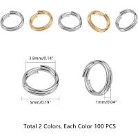 Anillos Para Llaves De Acero Inoxidable 200pcs Anillo Split De 5mm Dorado Y Color Acero Inoxidable Cadena De Llaves De Metal - details 2