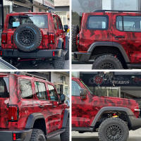 Pegatina De Coche Roja Brillante Y Camuflada Para Decoración DIY De Motocicleta Y Automóvil Película De Cuerpo De Auto Accesorios De Coche - details 6