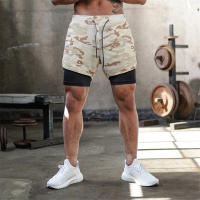 Shorts De Correr Para Hombres 2 En 1 Doble Capa Secado Rápido Deporte Fitness Short De Entrenamiento Camuflaje Talla M-3XL - details 16